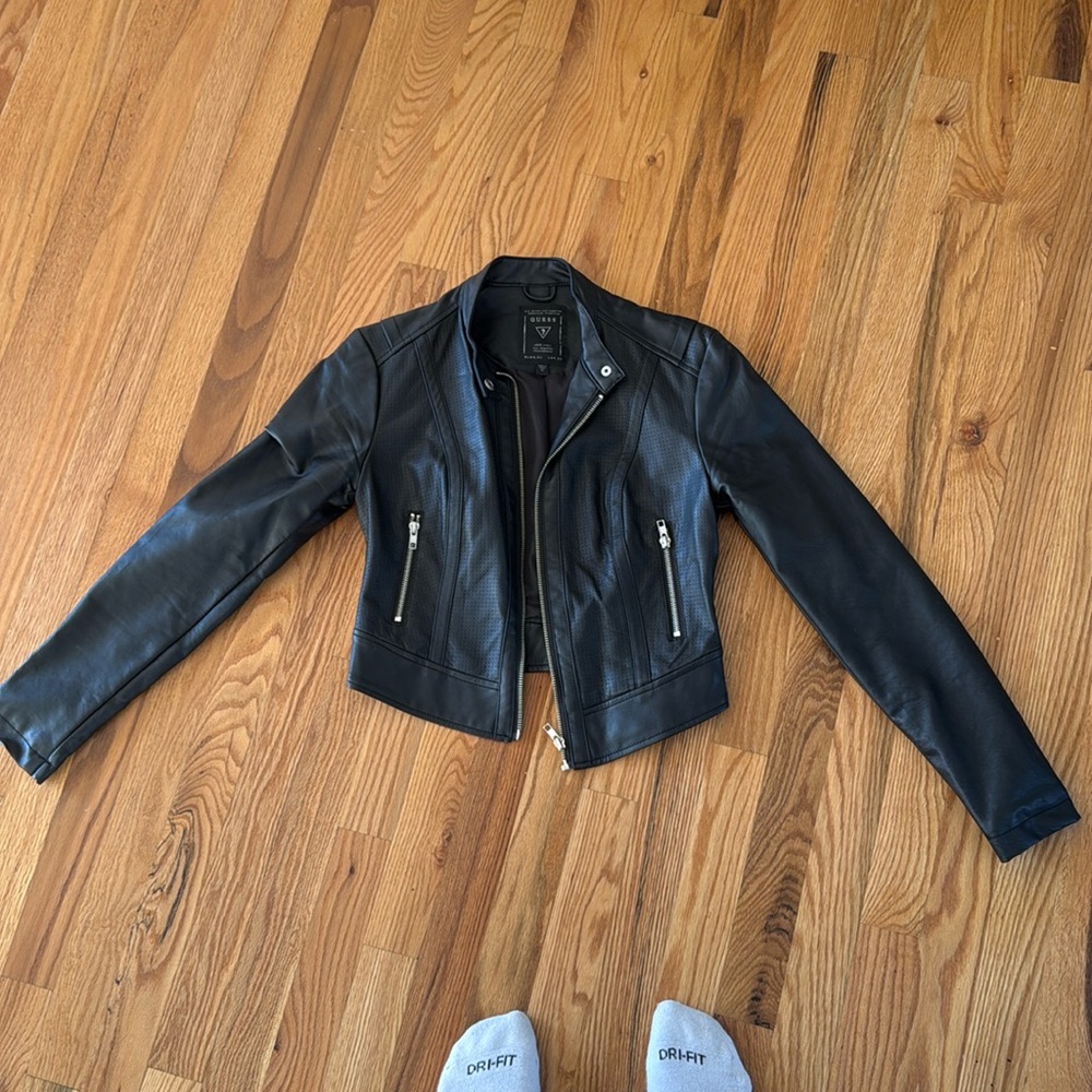 Guess black leather jacket